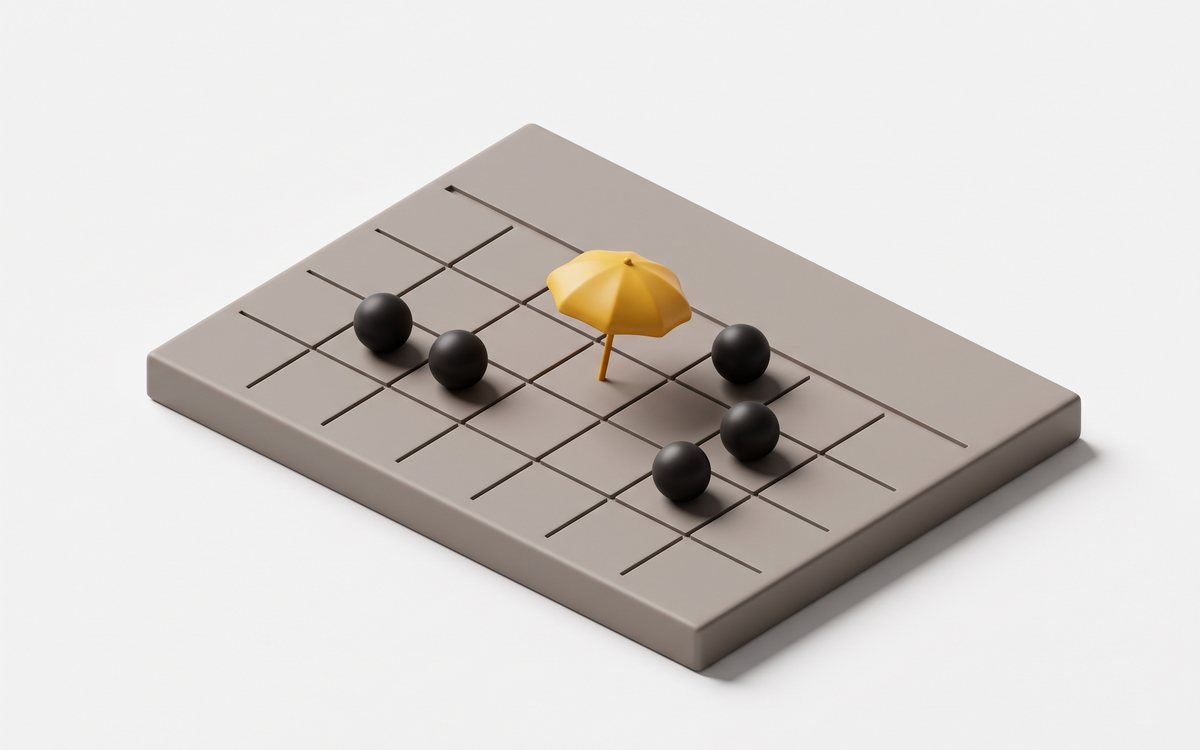 3D calendar with people tokens and a golden parasol marking the optimal vacation slot